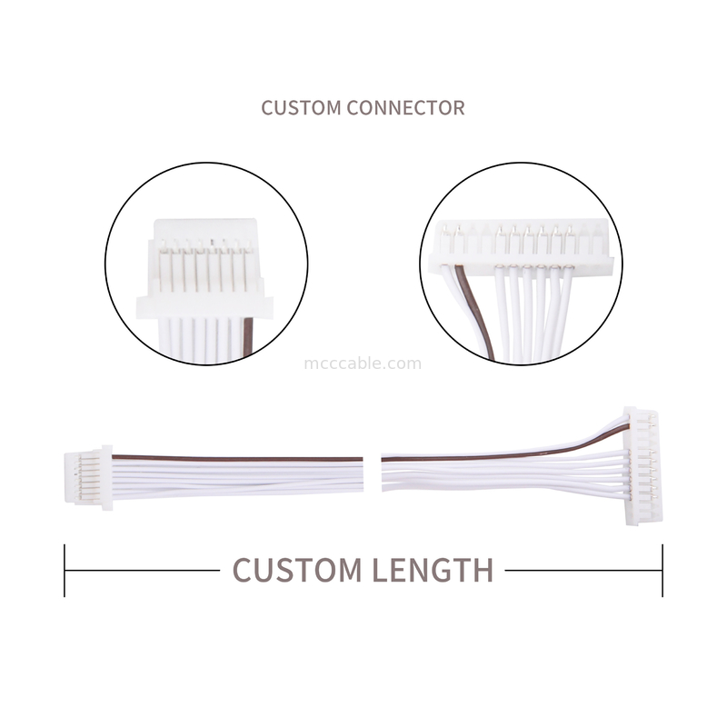 0.80mm 8 पिन PVC LVDS केबल असेंबली वायर हार्नेस JST SHR-08V-S-B
