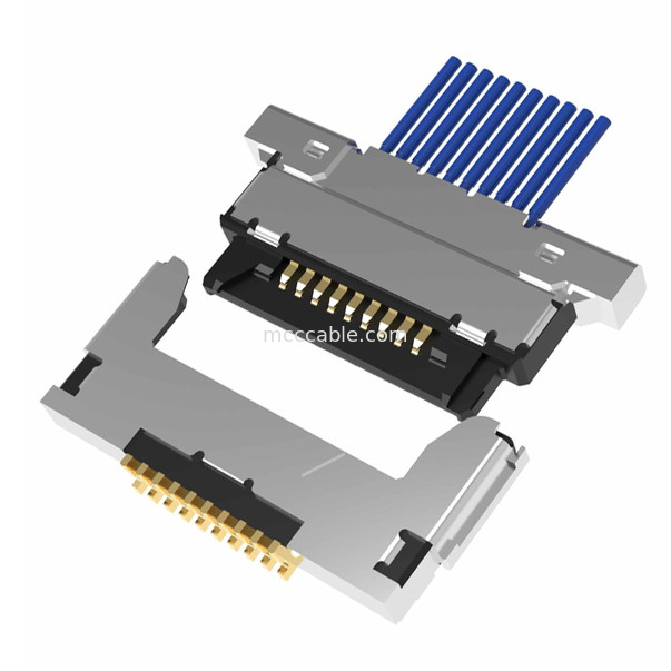 10pin Lvds माइक्रो समाक्षीय केबल असेंबली 20345-010T-32R 0.4 मिमी पिच क्षैतिज संभोग प्रकार सूक्ष्म समाक्षीय कनेक्टर