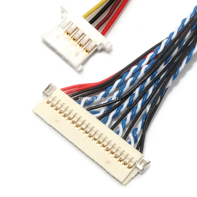 30 पिन LVDS केबल असेंबली 1.0 मिमी 1.25 मिमी संपर्क पिच Df19 को Df14