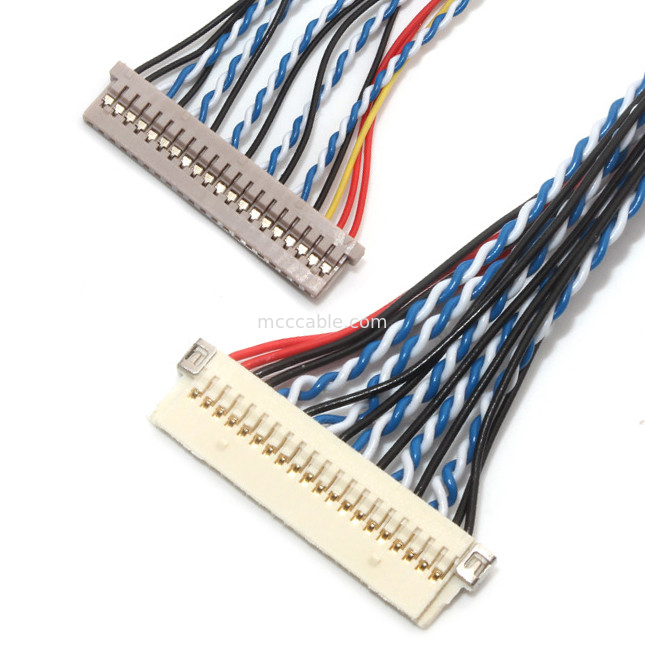 30 पिन LVDS केबल असेंबली 1.0 मिमी 1.25 मिमी संपर्क पिच Df19 को Df14