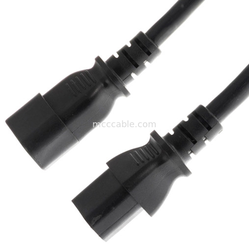 C13 से C14 10a 250v पावर कॉर्ड 18 Awg C14 मैट एक C13 आउटलेट के साथ