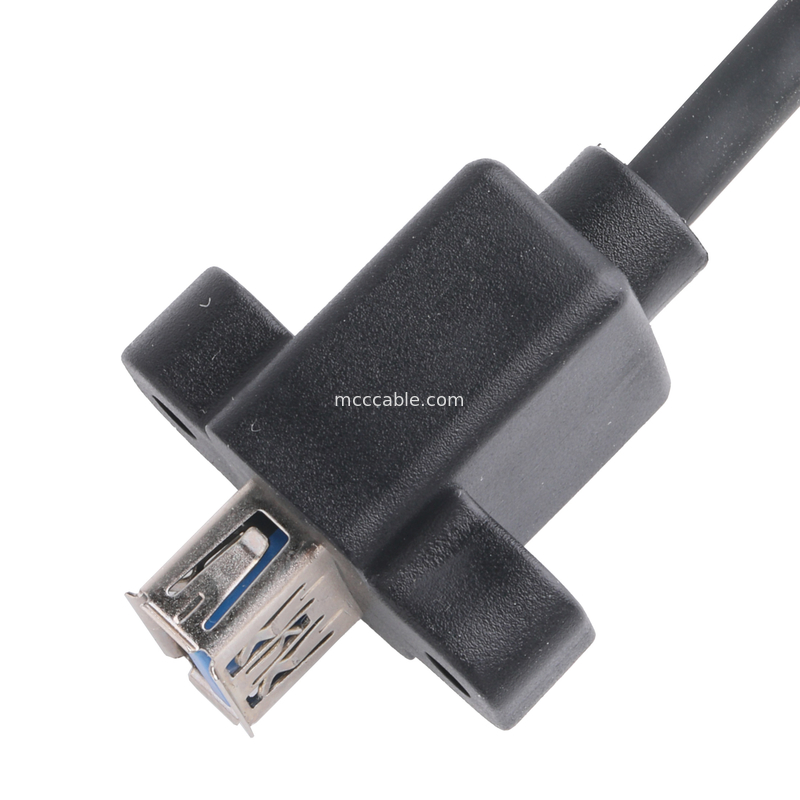 काले Usb3 0 केबल Am 90 डिग्री साइड बेंड टू Af हाफ पैक स्क्रू टाइप मोल्ड आउटडोर मोल्डिंग