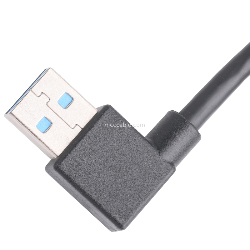 काले Usb3 0 केबल Am 90 डिग्री साइड बेंड टू Af हाफ पैक स्क्रू टाइप मोल्ड आउटडोर मोल्डिंग