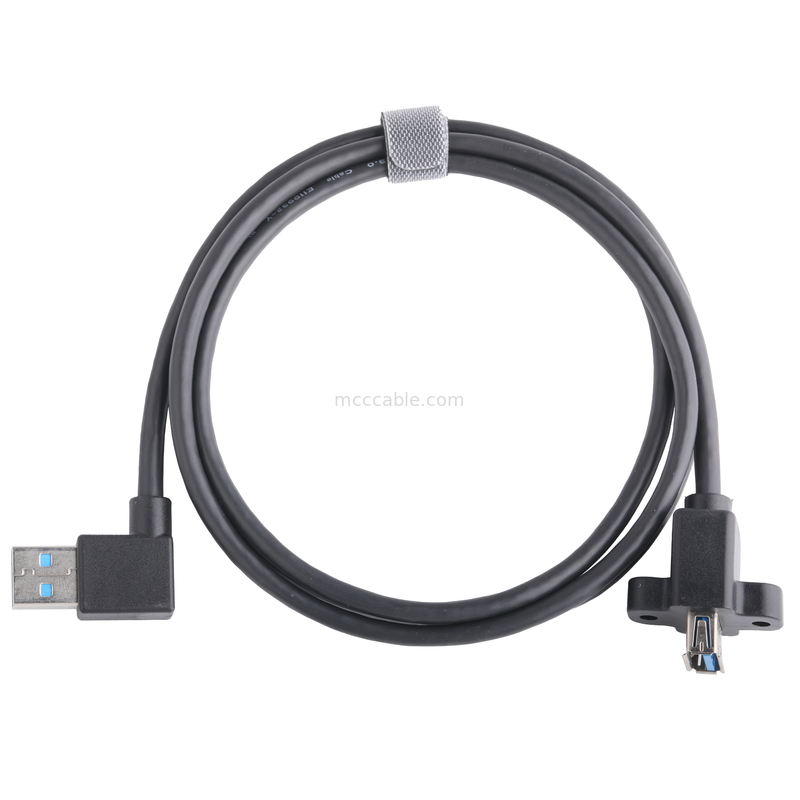 काले Usb3 0 केबल Am 90 डिग्री साइड बेंड टू Af हाफ पैक स्क्रू टाइप मोल्ड आउटडोर मोल्डिंग