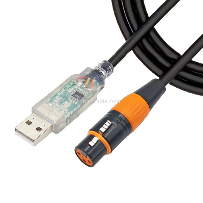 USB से DMX512 चरण तीन कोर XLR पुरुष केबल प्रकाश सिग्नल केबल प्रति प्रकाश बीम मिक्सर नियंत्रण केबल
