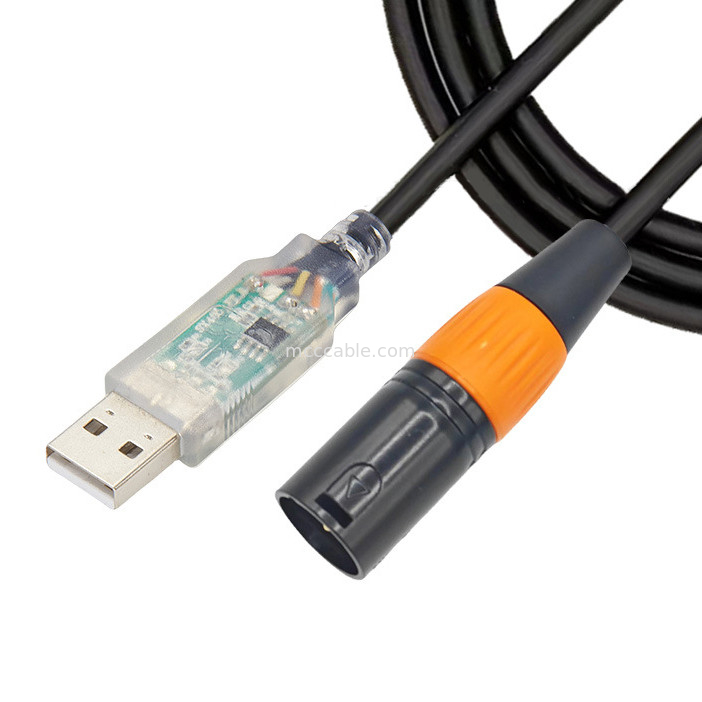 USB से DMX512 चरण तीन कोर XLR पुरुष केबल प्रकाश सिग्नल केबल प्रति प्रकाश बीम मिक्सर नियंत्रण केबल