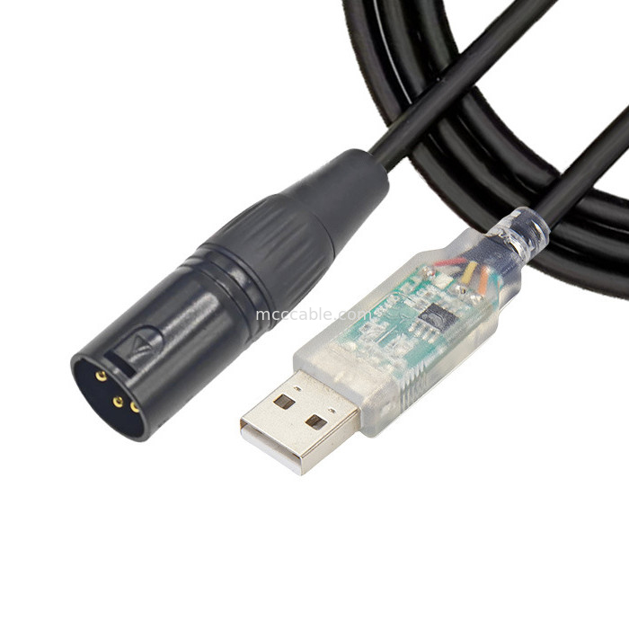 USB से DMX512 चरण तीन कोर XLR पुरुष केबल प्रकाश सिग्नल केबल प्रति प्रकाश बीम मिक्सर नियंत्रण केबल