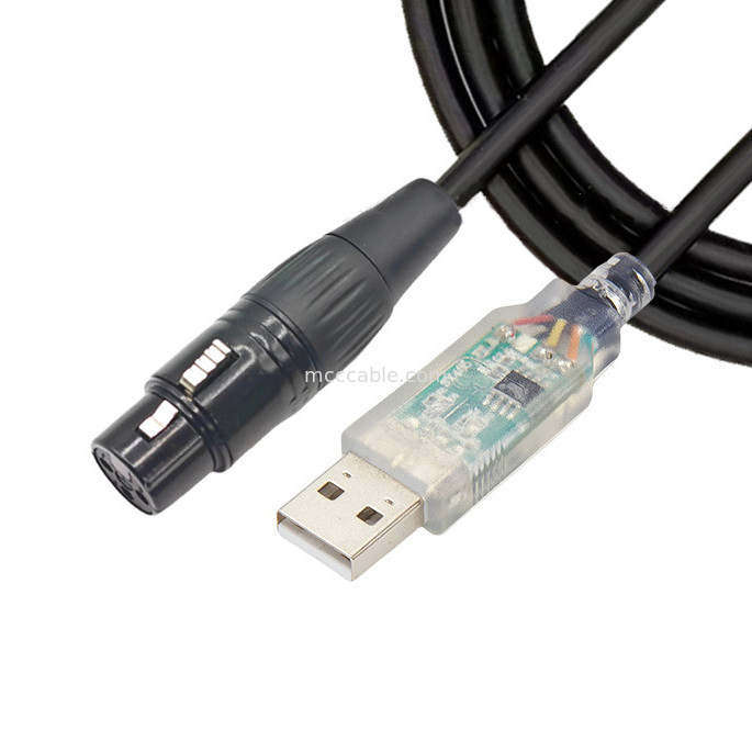 USB से DMX512 चरण तीन कोर XLR पुरुष केबल प्रकाश सिग्नल केबल प्रति प्रकाश बीम मिक्सर नियंत्रण केबल