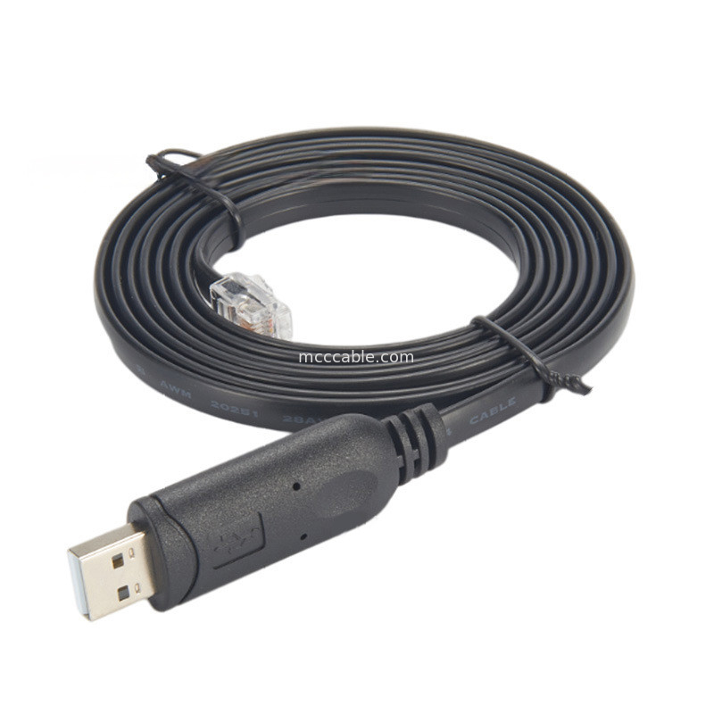 USB-A से RS232 RJ12 सीरियल केबल 6P6C RS232 संचार विन्यास डिबगिंग लाइन के साथ संगत
