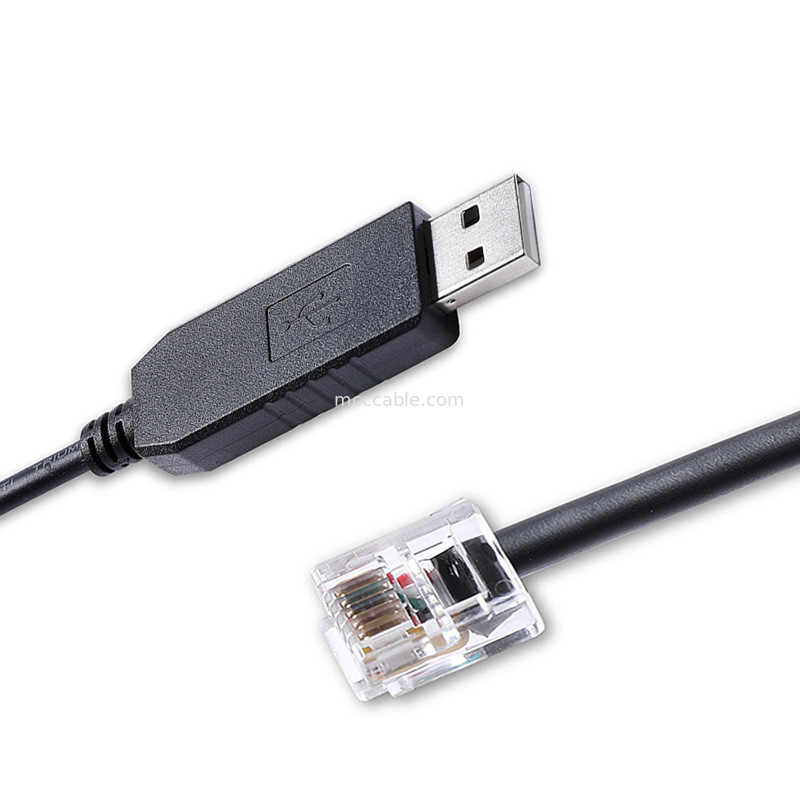 USB-A से RS232 RJ12 सीरियल केबल 6P6C RS232 संचार विन्यास डिबगिंग लाइन के साथ संगत