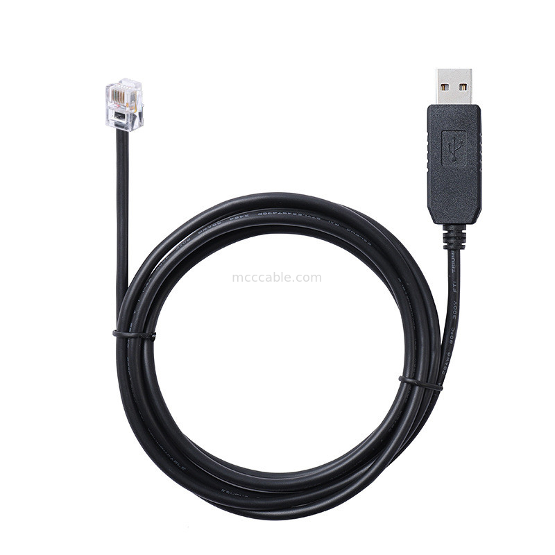 USB-A से RS232 RJ12 सीरियल केबल 6P6C RS232 संचार विन्यास डिबगिंग लाइन के साथ संगत