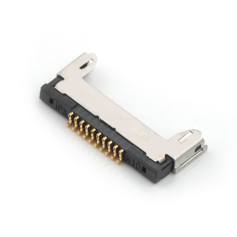 10pin Lvds माइक्रो समाक्षीय केबल असेंबली 20345-010T-32R 0.4 मिमी पिच क्षैतिज संभोग प्रकार सूक्ष्म समाक्षीय कनेक्टर