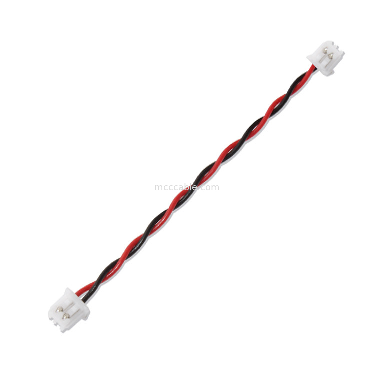 JST वायर हार्नेस XHP-2 कनेक्टर केबल 22AWG UL1007 ब्लैक रेड 2P ग्लिस्ड केबल