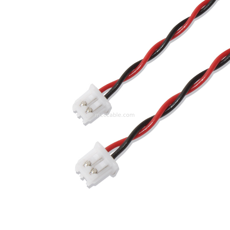 JST वायर हार्नेस XHP-2 कनेक्टर केबल 22AWG UL1007 ब्लैक रेड 2P ग्लिस्ड केबल
