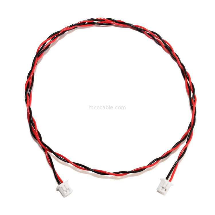 JST वायर हार्नेस XHP-2 कनेक्टर केबल 22AWG UL1007 ब्लैक रेड 2P ग्लिस्ड केबल