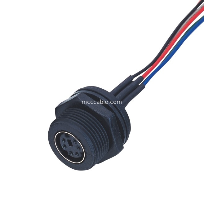 MD WF 6 पिन मिनी डिन केबल, IP67 स्ट्रेट इसोबस केबल lvds डिस्प्ले कनेक्टर