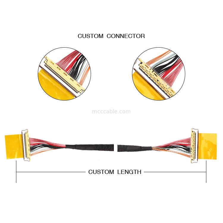 36AWG Lvds केबल असेंबली I  20453-240t-01 से 20453-240t-01 40P 0.4 मिमी पिच