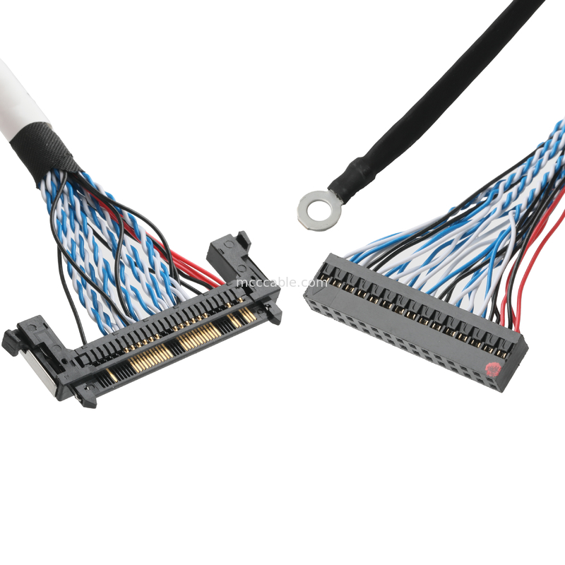 एलवीडीएस केबल असेंबली JAE FI-RE51HL 51Pin To DP2.0 30Pin Or EGN UL 1571 28AWG केबल OEM/ODM