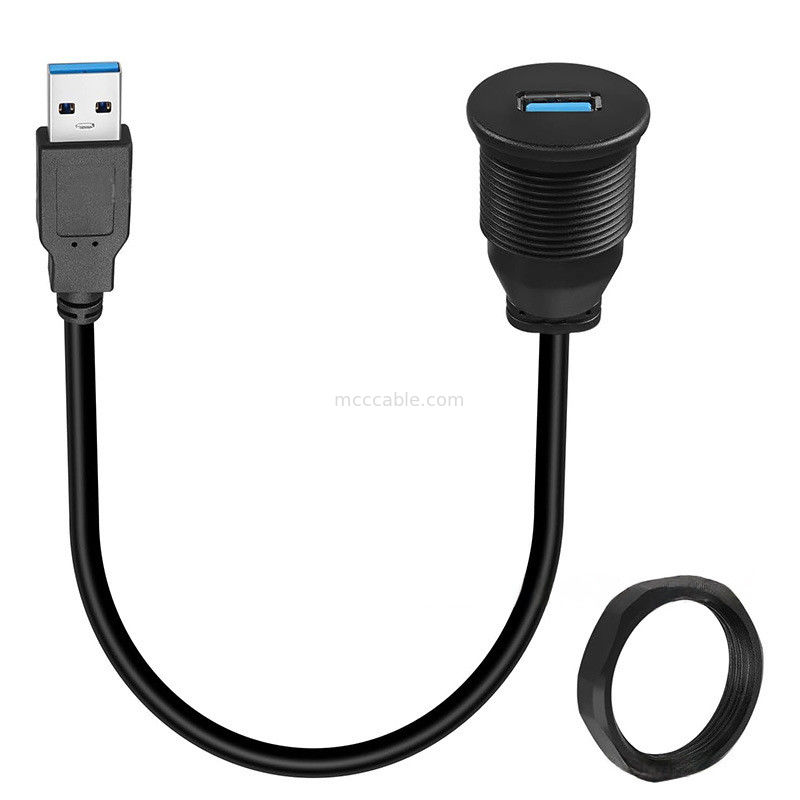 कस्टम हार्नेस USB3.0 कैलब कार डैशबोर्ड पैनल केबल गोल सिर USB3.0 पुरुष से महिला एक्सटेंशन केबल जलरोधक केबल