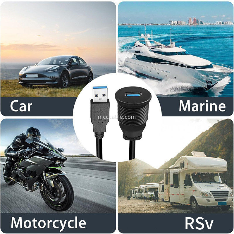 कस्टम हार्नेस USB3.0 कैलब कार डैशबोर्ड पैनल केबल गोल सिर USB3.0 पुरुष से महिला एक्सटेंशन केबल जलरोधक केबल