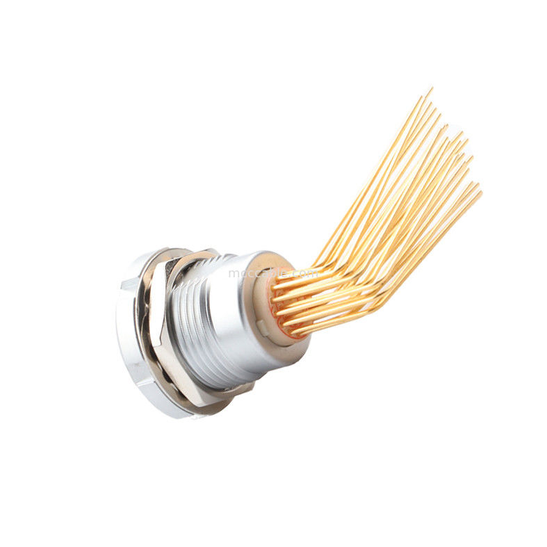 परिपत्र जलरोधक कनेक्टर Z2 26Pin डबल नट 90° कोण पिन कोर आंतरिक और बाहरी नट फिक्स्ड सॉकेट