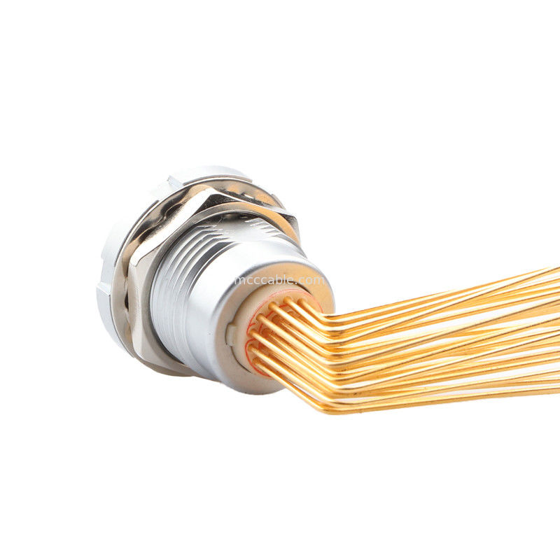 परिपत्र जलरोधक कनेक्टर Z2 26Pin डबल नट 90° कोण पिन कोर आंतरिक और बाहरी नट फिक्स्ड सॉकेट