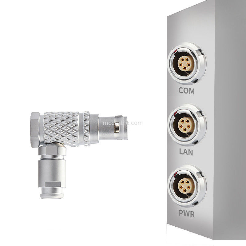 90° कोण प्लग T3 5Pin B सीरीज सर्कुलर पुश-ट्रल सेल्फ-लॉकिंग कनेक्टर औद्योगिक नियंत्रण के लिए