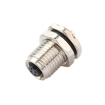 औद्योगिक परिपत्र जलरोधी कनेक्टर M5 कोड-ए 4Pin पैनल फ्लैंज पीसीबी महिला सॉकेट IP67