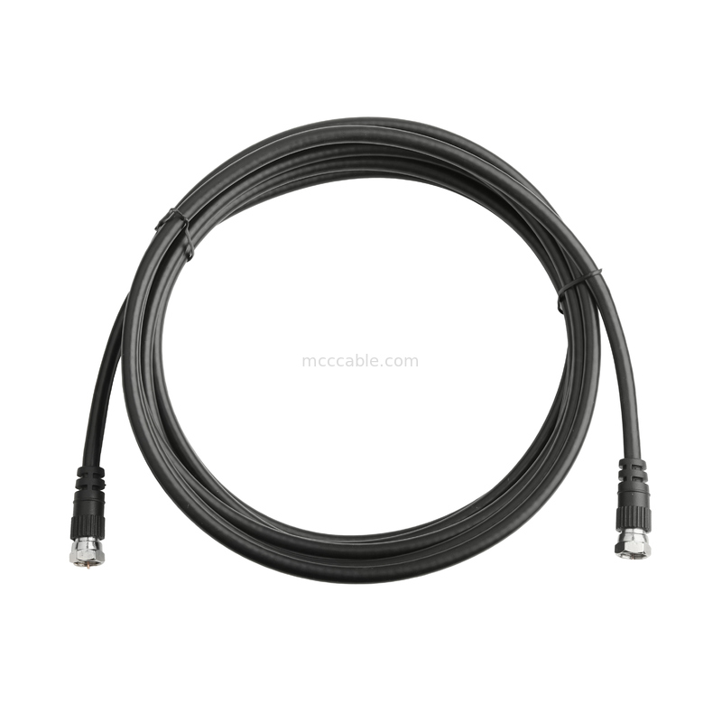 Dual F59 Male Coaxial Cable - RG59/U 75 Ohm Black Shielded A/V Cable