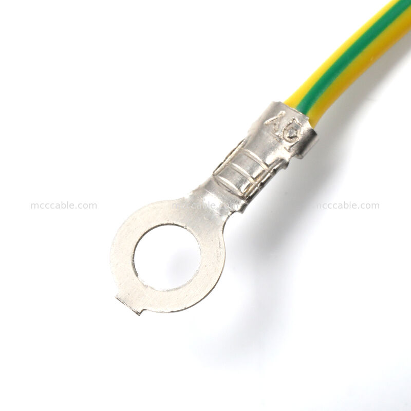 IEC C14 पैनल माउंट से C13 पावर कॉर्ड असेंबली जिसमें ग्राउंड वायर लगा हो