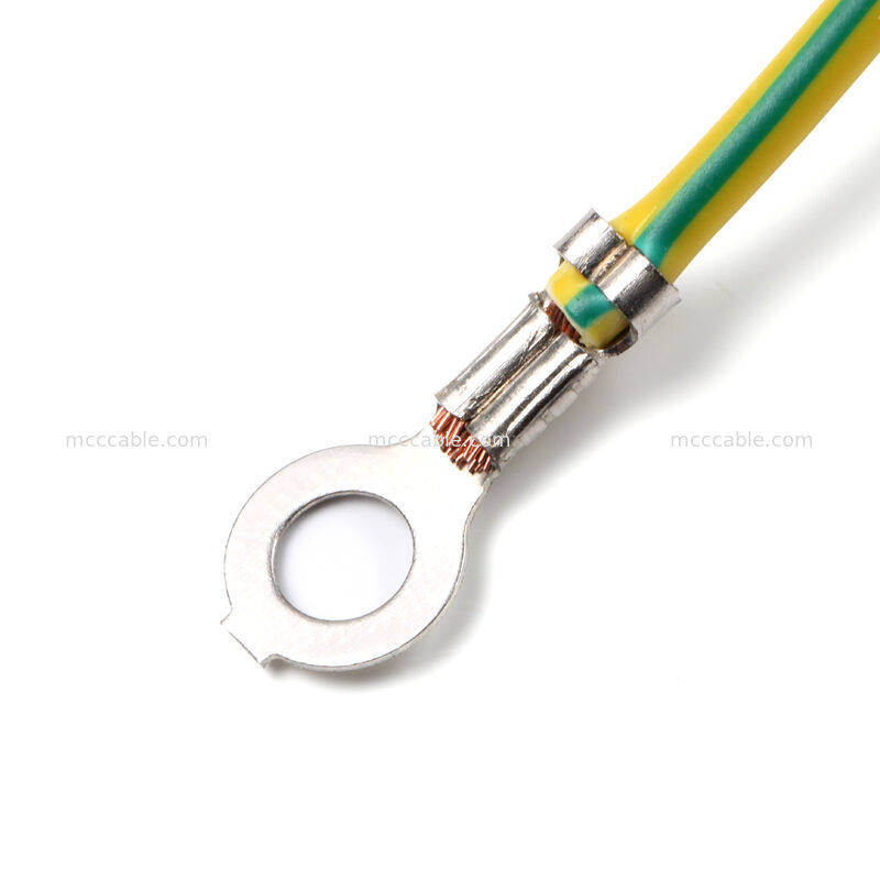 IEC C14 पैनल माउंट से C13 पावर कॉर्ड असेंबली जिसमें ग्राउंड वायर लगा हो