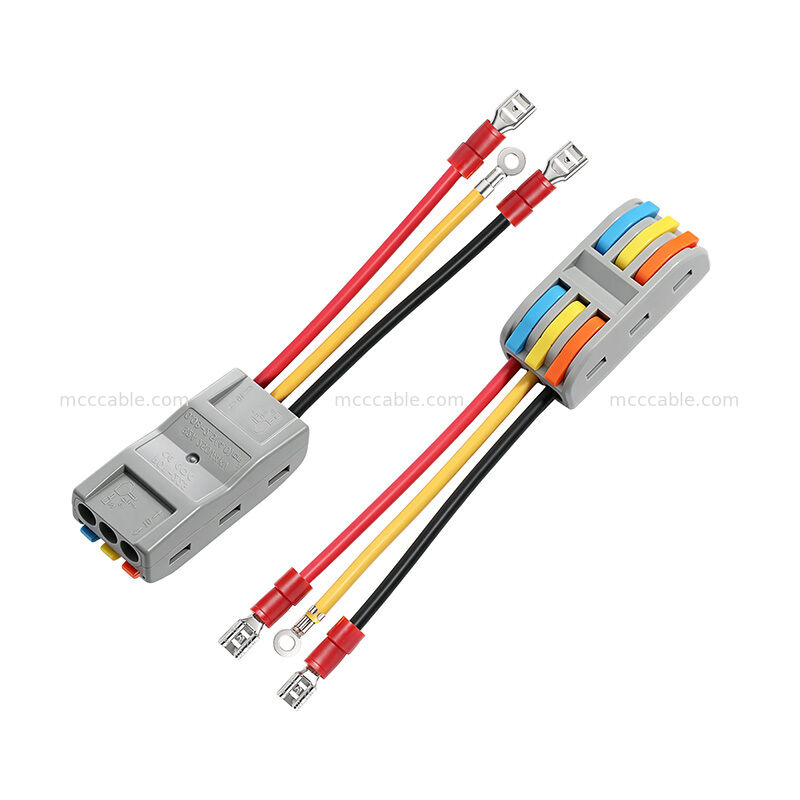 PCT-2-3 3 Pole Lever Nut Wire Connector 18AWG Harness with 187 Quick Disconnect