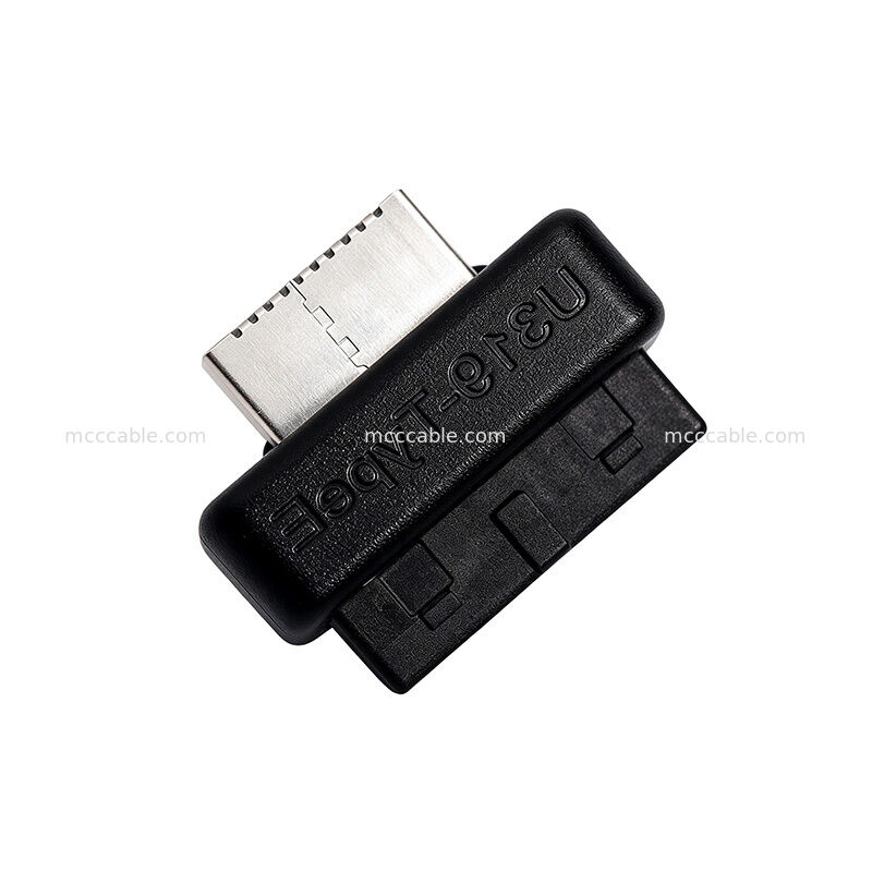 USB 3.0 19 Pin to Vertical USB Type E Front Panel Adapter Molded One Piece Construction