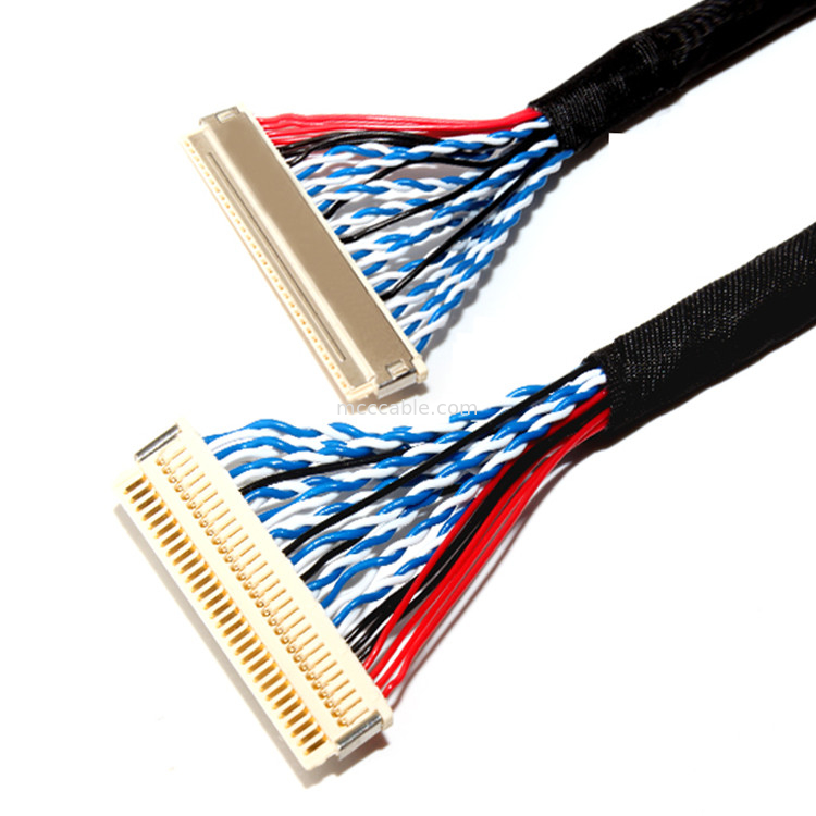एलसीडी पैनल lvds डिस्प्ले कनेक्टर के लिए FI X30H Lvds 30 पिन 30 32 36 AWG JAE कनेक्टर