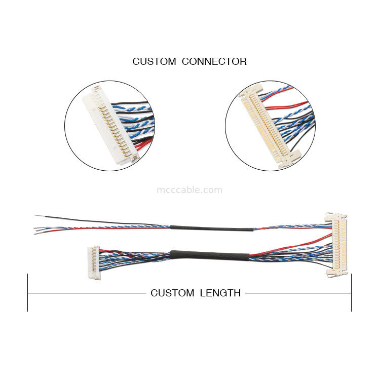 कस्टम वायर हार्नेस FI S20S 20pin, 1.25 Mm Pitch JAE Display Lvds Cable